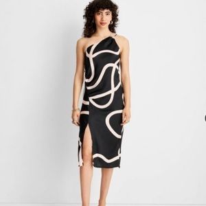NWT Future Collective Women's One Shoulder Midi Slit Dress Size large